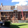 Scaffolding and slate roof at Leys Cambridge